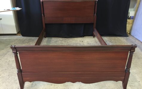 Mahogany Bed frame after repairing and refinishing