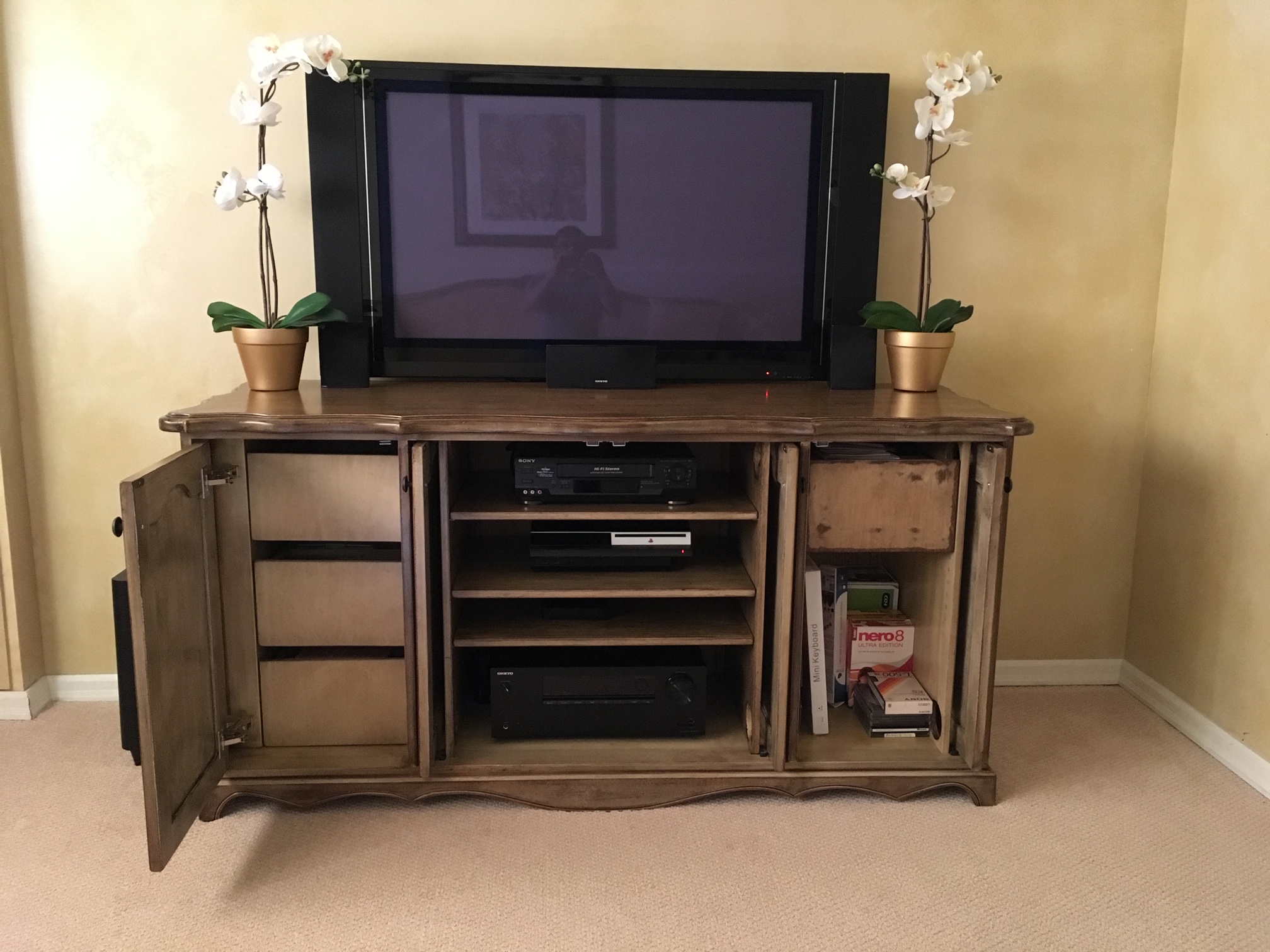 Custom made solid maple wood TV unit - AM Furniture in Surrey, New Westminster, Burnaby, Vancouver, Coquitlam
